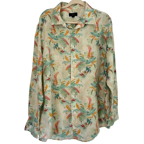 Club Room Other - CLUB ROOM 100% Linen Tropical Long Sleeve Multi Color Button Up Shirt Size XL